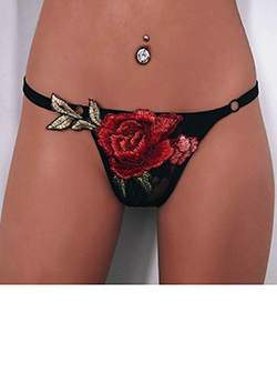 WMNS Micro Thong - Rose Appliqué Design / Semi Sheer Lace Back